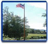 28' varnished Oak on Chazy Lake, N.Y., erected July 4th, 2008.